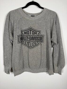 Vintage 90s Harley-Davidson 1990 gray sweatshirt Hub Van Laarschot bikercore XL